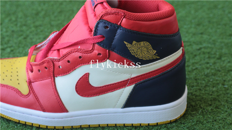 Air Jordan 1 High OG Tri Color Navy Blue Red Yellow